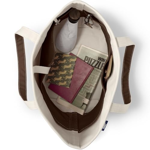 Image of Lands' End Natural Open Top Canvas Tote Natural /brown Root Large Regular Handle
