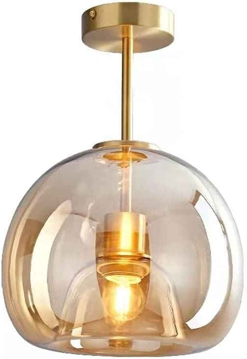 Globe semi-encastré en verre ambré et plafonnier moderne à tige