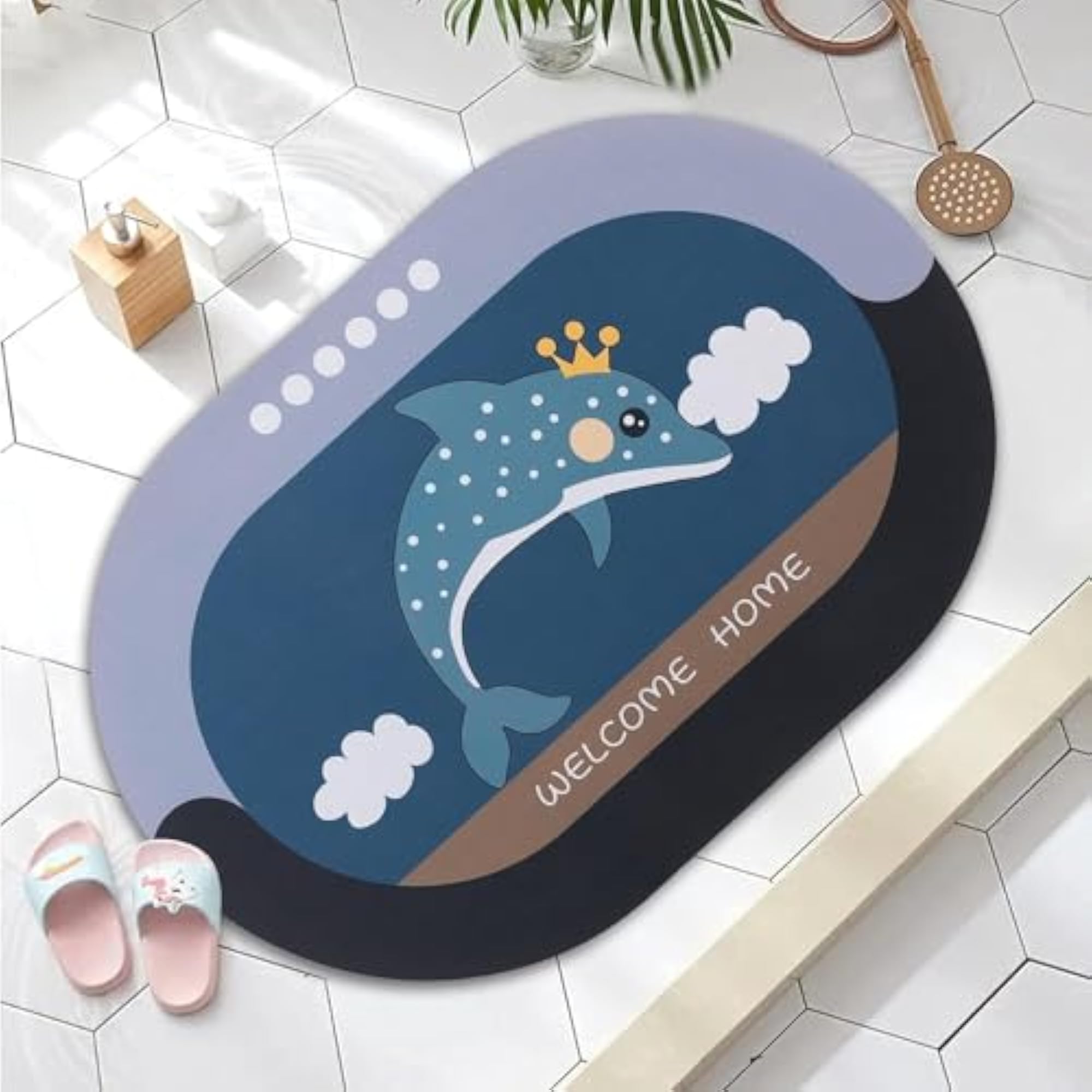 PVC Shower Bath Mat, Oval Design