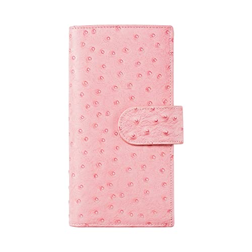 Smartfee Planner Cover For Hobonichi Weeks, With Zipper And Big Back Pocket, Ostrich Print Leather（Ostrich Pink) #TOP1