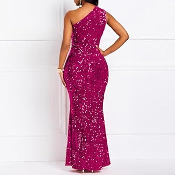 VERWIN Jurk met pailletten voor dames, bodycon, ronde hals, lange mouwen, fonkelende zeemeermin-maxi-jurk, casual, feestjurk, cocktailjurk, Champagne, XL