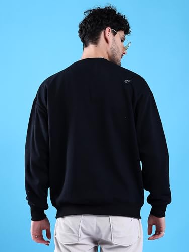Image of The Indian Garage Co Men Oversized Solid Crew Neck Overhead Sweatshirt