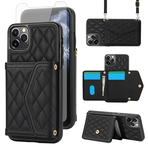 Coque de téléphone pour iPhone 11 Pro Asuwish étui portefeuille avec protège-écran