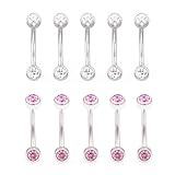 BodyJewelryOnline Belly Button Ring 14G -7/16'(11mm) Surgical Steel Double 4mm Mini Jewel Top and Bottom- 10 Pieces