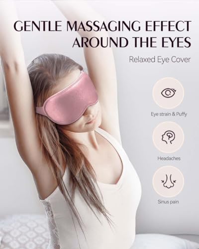 Weighted Sleep Mask for Women Men(2 Pack), 3D Contoured Eye Cover for Lash Extensions, Best Blackout Blindfold for Meditation, Airplane Travel, Memory Foam, Adjustable Strap, Black Pink - Image 4
