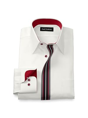 Paul Fredrick Mens Tailored Fit Comfort Stretch Non-Iron Solid Dress Shirt