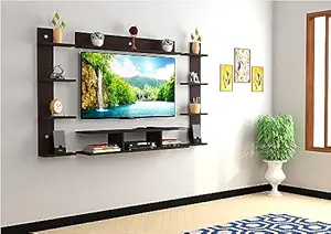 Odestar TV Unit Engineering Wood Finish TV Stand Wall Mount with Set Top Box Stand and Wall Shelf Display Rack - Suitable for Modern Homes for Upto 32 Inch TV? (Black & White)