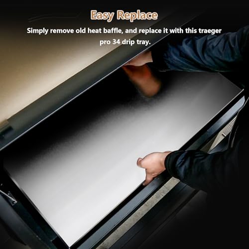 Image of Drip Tray Replacement for Traeger 34 Series, Eastwood 34 /Newer Tex /Tex Elite Pellet Smoker Grills 32.5 inch Stainless Steel Drip Pan for Traeger BCA006 BBQ075 BBQ100 BBQ125