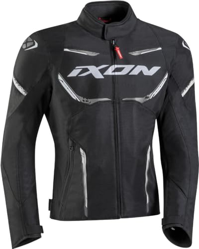 Blouson textile moto Ixon Striker Air WP étanche et ventilé noir et blanc