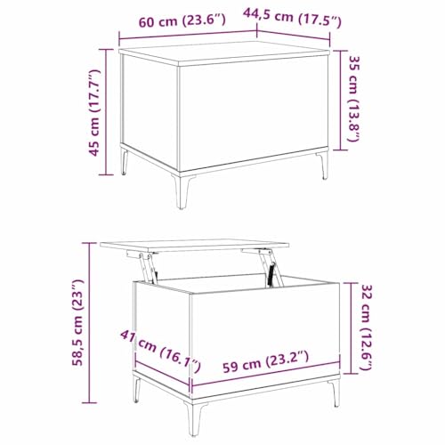 Table Basse chêne Noir Meuble Salon Moderne Console Rangement 60 cm - 3
