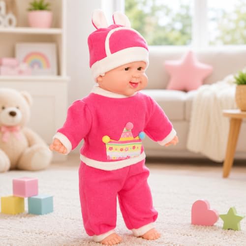 Image of MEMAN Cute Baby Boy Doll - Soft Plush Teddy Toy with Touch Sensor, Talking & Musical Features for Kids, Boys & Girls | Interactive Playtime Companion (Pink)