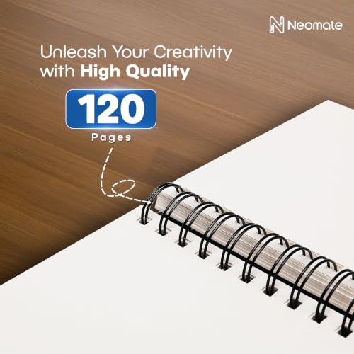 Image of Neomate Artists Spiro Bound Sketch Book | Spiral | A4 Size, 120 Pages, 110 GSM | Ideal for Students and Adults, Home, School, Students, Beginners, Professional Drawing, Sketching, Mandala Art