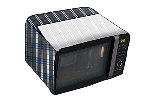 Image of Stylista PVC Microwave Oven Cover for LG 32 L Convection MC3286BRUM, Checkered Pattern Black White