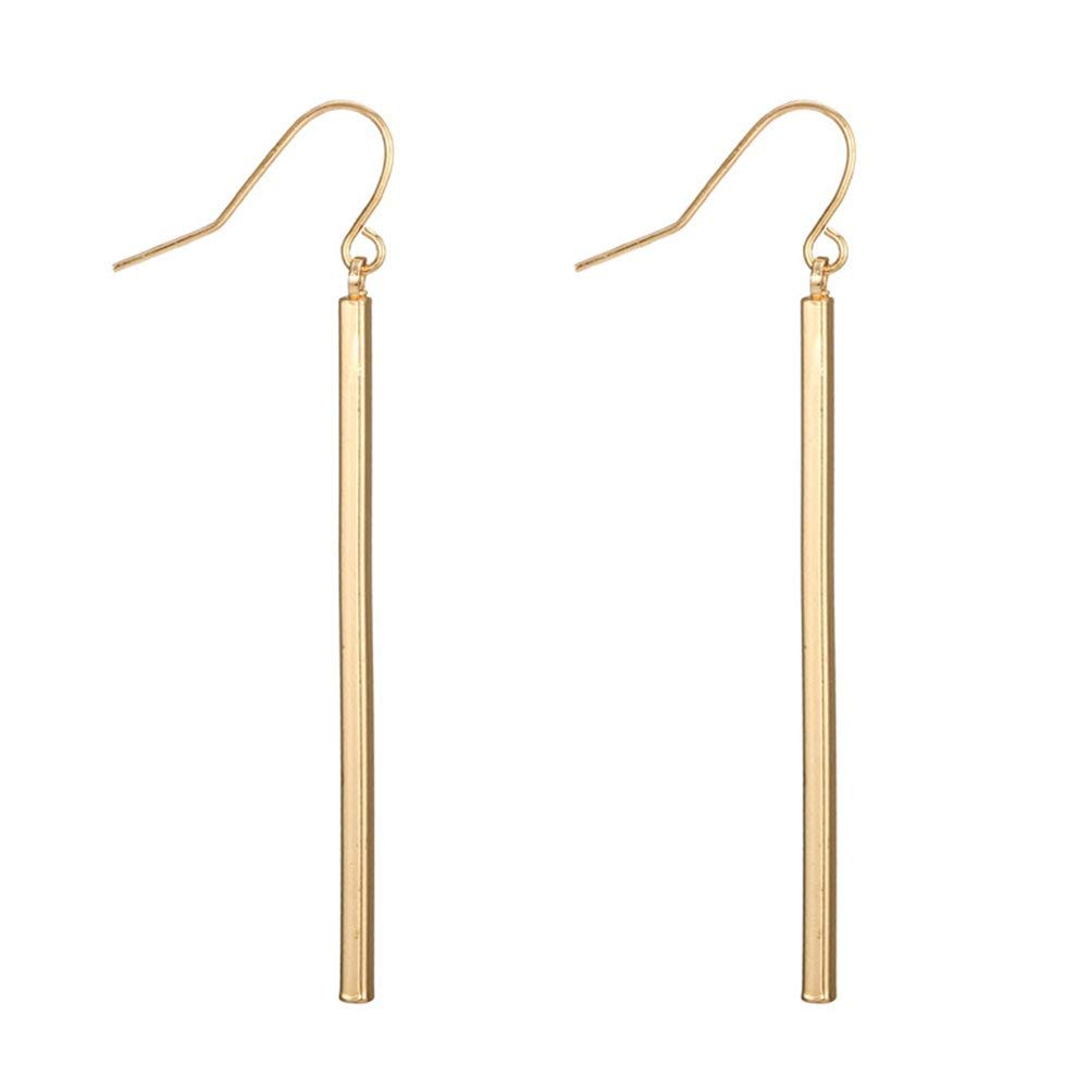 Dcfywl731 Minimal Dainty Gold Plated Dangle Earrings Layered Bar Pendant Neckalce Gold Long Y-Necklace Gold Earrings and Necklaces Set Delicate Lariat Chain Jewelry for Women