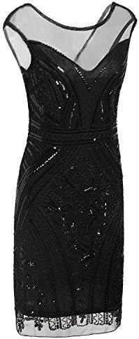VIJIV 1920s Flapper Dress – V-Neck Sequin Cocktail Dress, Gatsby-Themed Prom Or Party Dress - View #6