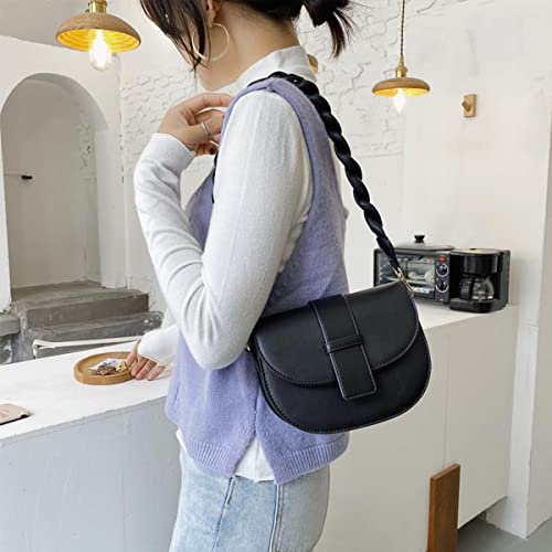 YXBQueen Black Bags for Women Purses and Handbags PU Leather Crossover Bag Over the Shoulder Bags, Black Saddle Bags2