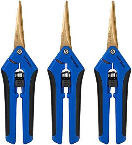 VIVOSUN Curved Gardening Scissors 6.5 Inch Hand Pruner Shear with Titanium Coated Blades 1-Pack