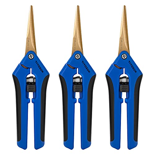 Vivosun Curved Gardening Scissors 6.5 Inch Hand Pruner Shear With Titanium Coated Precision Blades 2-Pack #TOP25