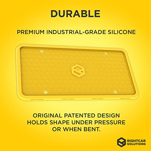 Rightcar Solutions Silicone License Plate Frames | The Original Premium Grade Silicone Car Plate Frame | Rust Proof, Rattle Proof, Weather Proof License Plate Holder (Yellow) #TOP1