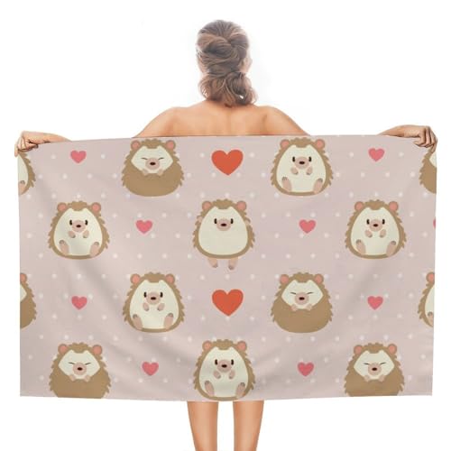 Dyscalibro Beach Towel, Cute Cartoon Hedgehog Bath Towel, Absorbent Towel for Swimming, Sports, Travel