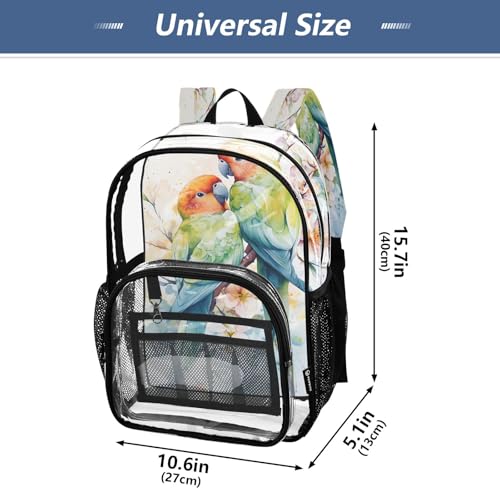 Clear Backpack for School Two Beautiful Parrots Transparent Bookbag for Girls See Through PVC Boy Backpacks4