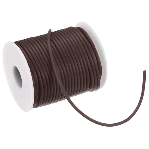 M METERXITY Hollow Pipe Tubing Rubber Cord, 27.3 Yards 3mm Stretchy String with 1.5mm Hole Elastic Strings Barber Cords for Jewelry Making/DIY Crafts/Necklaces/Bracelets [Dark Coffee]