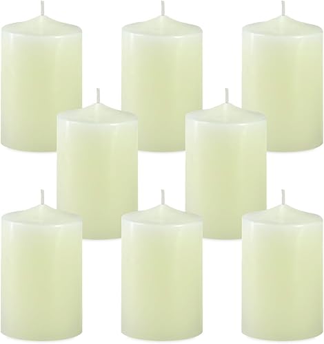 Velas de pilar marfil sin perfume de 2 pulgadas, velas de columna cónica sin goteo de 24 horas, 2 x 3 pulgadas, para fiestas en casa, vacaciones,