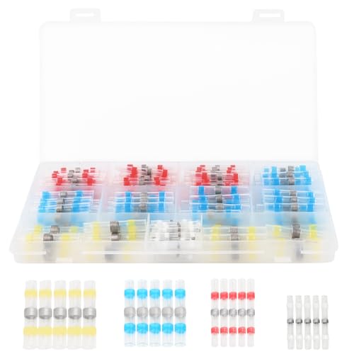 200 Piezas Conectores de Cable Terminales Aislados Impermeable, Terminales Eléctricos Termorretráctiles, Conector Termoretractil Soldadura, 4 Tamaños 26-10 AWG, para la Industria Electrónica