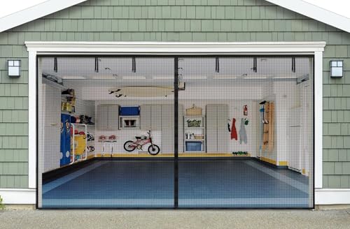 Garage Door Screen for 2 Car 16x8FT innhom Garage Screen Doors with Magnetic Closure Heavy Duty Weighted Bottom and Fiberglass Mesh Garage Net Screen with 36 Magnets Easy Assembly & Pass