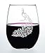 C M - Peacock Etched Stemless Wine Glass - Peacock Themed Gift for Men and Women - 17 oz (Style P1)