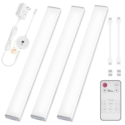 Hensam Under Cabinet Lighting Plug in, Led Under Counter Light Bar with Remote Control, 12 Inch...