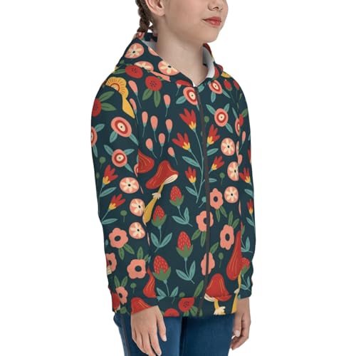 Berries and Flowers Kid Hoodies Boys Zip Up Sweatshirts Girls Pullover with Pocket4
