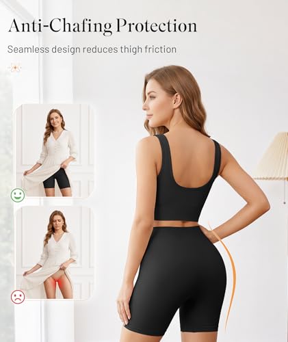 Image of FRESBEIT 3 Pack Slip Shorts for Women Under Dress Comfortable Smooth Boyshorts Panties Biker Shorts