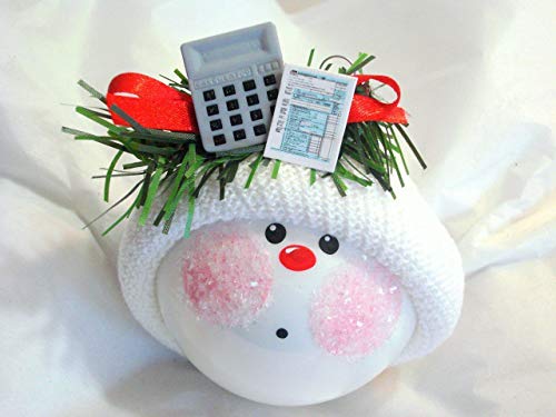 Accounting Gift Christmas Glass Ornament Tax Form Calculator Hand Painted Handmade Personalized W137 1330 Ca5 #TOP1