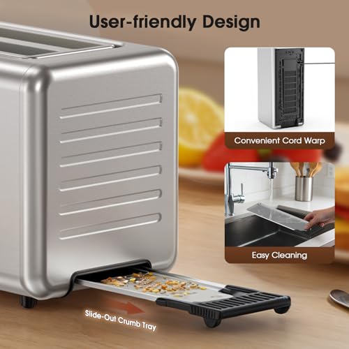 Image of Smart 4 Slice Long Slot Toaster with Digital Touchscreen- Stainless Steel Toaster, 6 Shade Settings, Defrost, Reheat & Single-Slice Modes, 1-Touch Memory for Quick Morning Prep