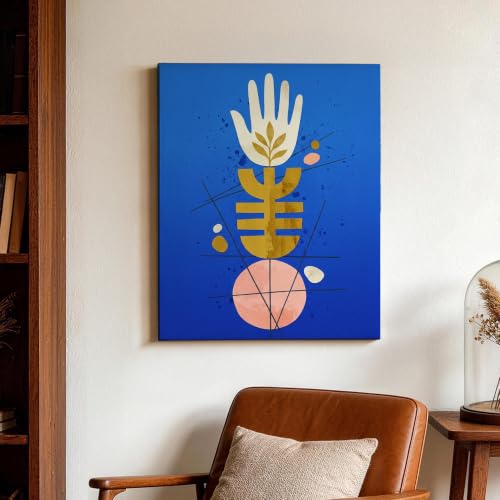 Lienzo de mano y hoja azul de alta calidad con acabado moderno dorado 3