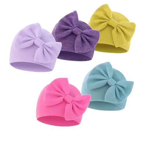 Newborn Hospital Hats Beanie Bow Infant Caps Baby Cotton Cloth Turban Toddler Rabbit Ear Hat for 0-6 Months ﻿