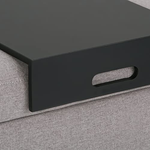 Simplihome 3AXCOT-245-CLG Oregon 42 Inch Wide Contemporary Rectangle Lift Top Storage Ottoman Bench With Removable Tray, Upholstered Cloud Grey Tufted Linen Look Fabric, Footrest Stool, Coffee Table thumb #6