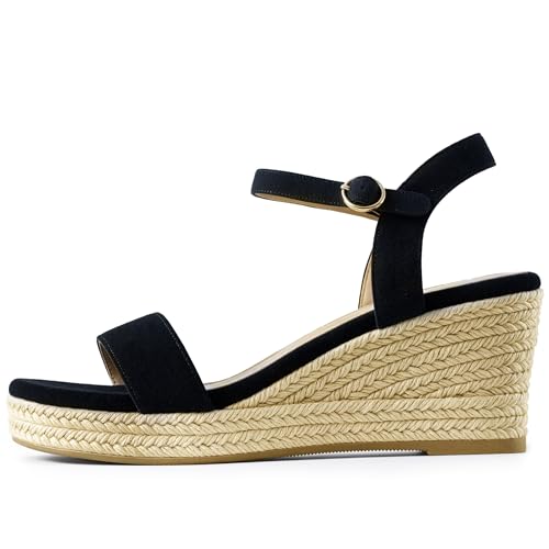 DREAMCIA Espadrilles Wedge Platform Sandals for Women Strappy Ankle Strap Buckle Open Toe Sandals Dressy Shoes Summer2