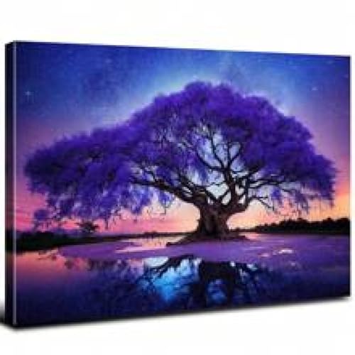 Scène de nuit étoilée bleue en tableau pour une ambiance sérénité