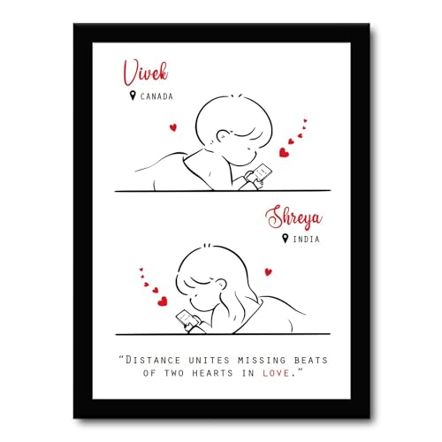 Image of JABSY Engineered Wood Personalized Couple Tabletop & Wall Mount Rectangular Framed Print - Living Room, Bedroom, Office Decor - Engagement, Wedding, Birthday, Anniversary Gift - 12 x 9 Inch, Black