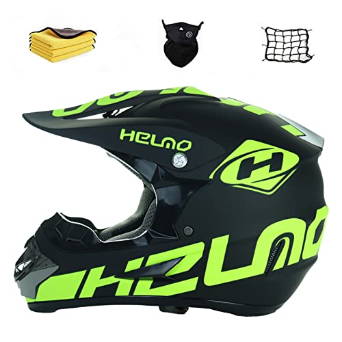 Casco Motocross,Conjunto de Casco Cruzado de Motocicleta para niños,ATV, BMX, Todoterreno, con máscara de Red para Casco, Toalla