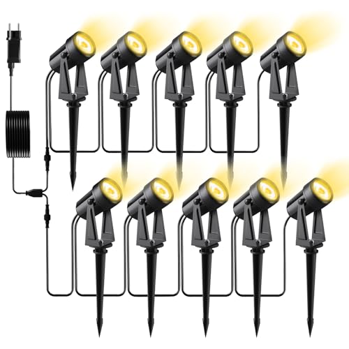 Pogestrand LED Gartenbeleuchtung mit Strom,32M/105FT 10er-1 Set,2000LM 2Wx10 Gartenstrahler 27V COB IP65 Wasserdichter Strahler Warmweiß mit Erdspieß für Außen Garten Yard Pogestrand LED Gartenbeleuchtung mit Strom,32M/105FT 10er-1 Set,2000LM 2Wx10 Gartenstrahler 27V COB IP65 Wasserdichter Strahler Warmweiß mit Erdspieß für Außen Garten Yard