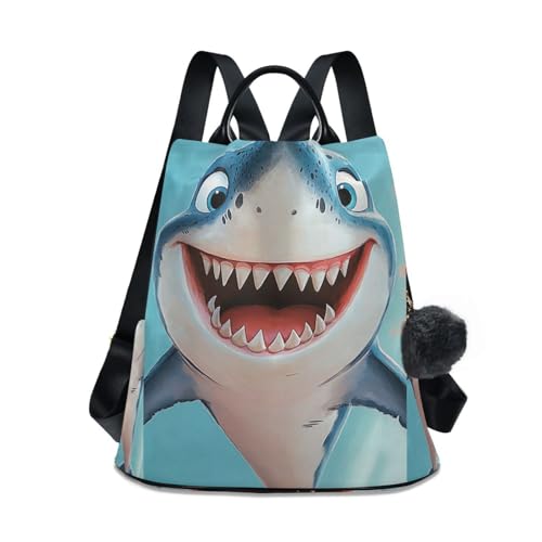 Sac à dos femme bleu antivol tendance sac de voyage motif requins mignons