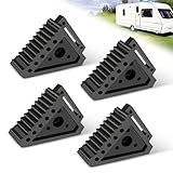 VONLX 4 Pcs Black Wheel Chock Heavy Duty Solid Rubber, RV Wheel Chock Trailer Wheel...