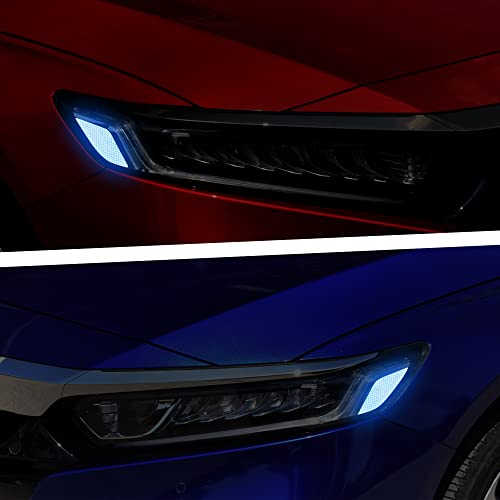 Tomall Headlight Sidemarker Vinyl Reflective Stickers Compatible With Honda 10Th Accord 2018 2019 2020 2021 2022 Strong Reflective Decals Film Decorations For Car (Blue) #TOP4