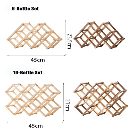 Soporte de vino plegable para 10 botellas de madera miniatura 2