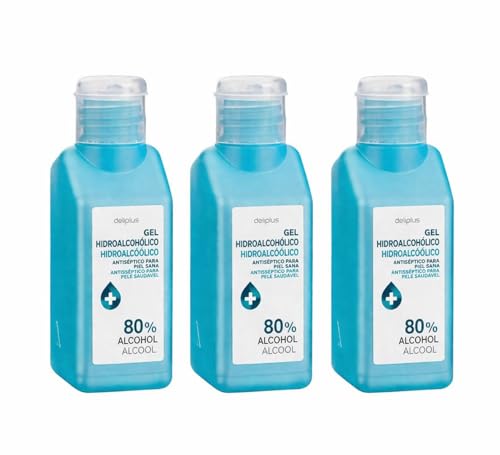 Pack 3x Gel Hidroalcohólico 75ml con 80% Alcohol - Formato Bolsillo Antiséptico para Manos | Kit Higiene Viaje, Coche y Bolso.