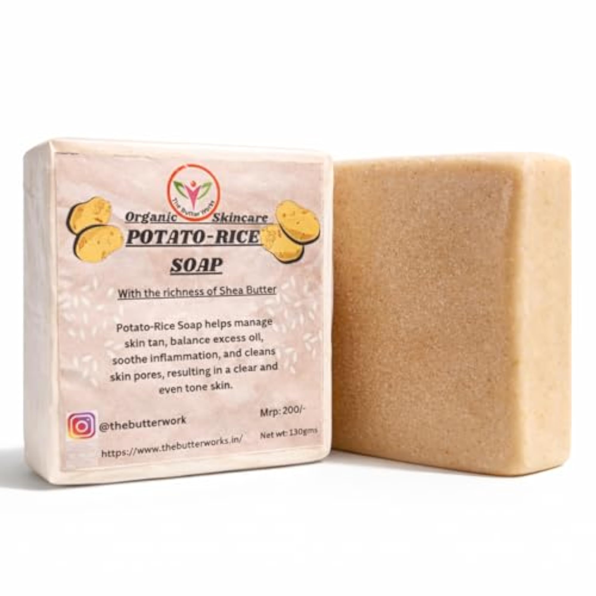 Tan Removal Potato Rice Soap with Shea, Organic Handmade