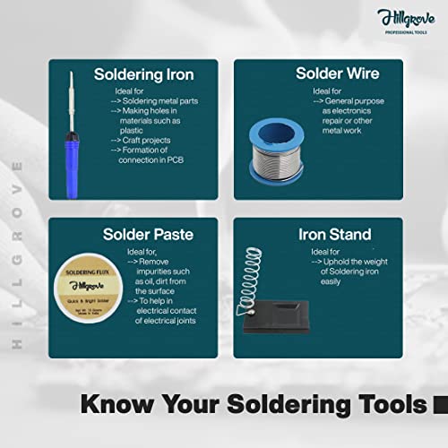 Image of Hillgrove HGCM100M1 Electronic 8in1 Mobile Soldering Iron Equipment Tool Machine Combo Kit Set with Digital Multimeter 25 W Simple (Flat Tip)